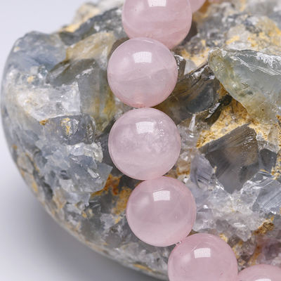 Brazalete de cuarzo rosa Feng Shui para mujeres hecha a mano piedra natural Chakra joyería regalo