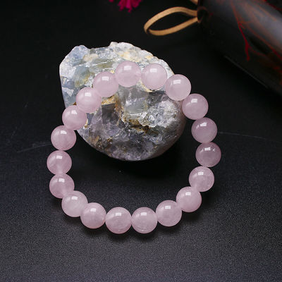 Brazalete de cuarzo rosa Feng Shui para mujeres hecha a mano piedra natural Chakra joyería regalo