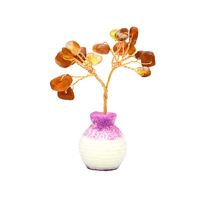 Coloridas fichas de piedras preciosas latón cableado árbol de la suerte con piedras de curación Chakra mejorar sus decoraciones y adornos de casa