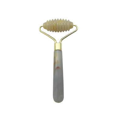 Logotipo del cliente 100% de color gris natural Agate Roller Jadeite Crystal Beauty Container Bastón de masaje Equipo de cuidado de la salud facial