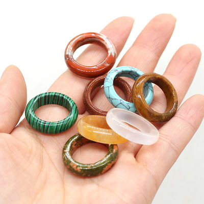 Unico Feng Shui Anillos de piedra natural Polido Turquesa Ojo de tigre Sodalite Arena azul Gran para la colección de joyas de mujer
