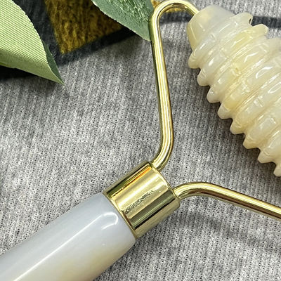 Logotipo del cliente 100% de color gris natural Agate Roller Jadeite Crystal Beauty Container Bastón de masaje Equipo de cuidado de la salud facial