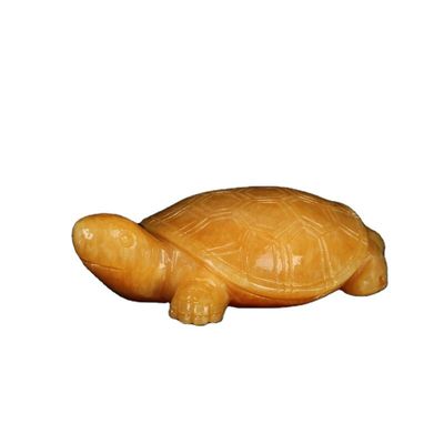 Estilo Feng Shui Polished Yellow Jade Tortuga de piedra preciosa Escritorio de tallado Totem