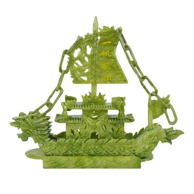 27cm de jade natural chino Dragon Boat Craft para la decoración OEM ODM aceptación