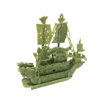 27cm de jade natural chino Dragon Boat Craft para la decoración OEM ODM aceptación