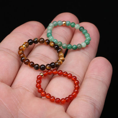 Otras Energía Natural Piedra de Cristal 3mm Mini Perlas Anillos para Mujer Chakra Curación hecha a mano Joyería Bohemia Anillo de Boda Regalo