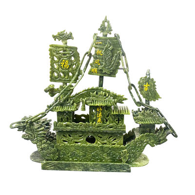 27cm de jade natural chino Dragon Boat Craft para la decoración OEM ODM aceptación