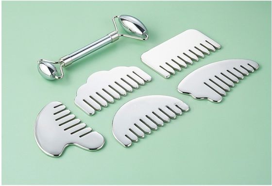 Acero inoxidable Gua Sha Peinado de cabello Forma de corazón Herramienta de masaje de cuero cabelludo para equipo de masaje de cabeza