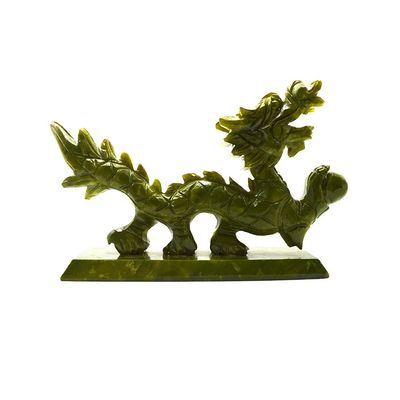 Dragones de jade chino verde natural grabados en estilo Feng Shui para piezas decorativas