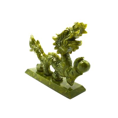 Dragones de jade chino verde natural grabados en estilo Feng Shui para piezas decorativas