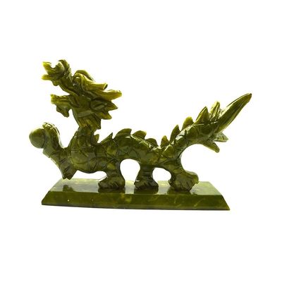 Dragones de jade chino verde natural grabados en estilo Feng Shui para piezas decorativas