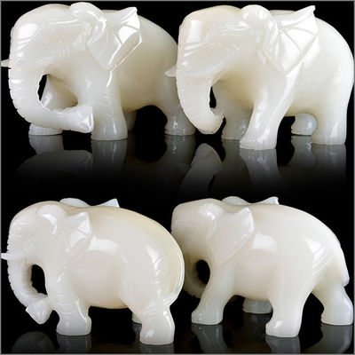 Características regionales África Estatua de elefante de jade de Feng Shui blanco para los amantes de los animales
