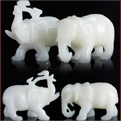 Características regionales África Estatua de elefante de jade de Feng Shui blanco para los amantes de los animales