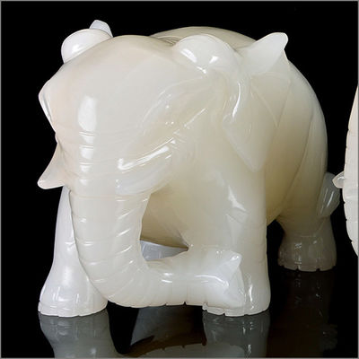 Características regionales África Estatua de elefante de jade de Feng Shui blanco para los amantes de los animales