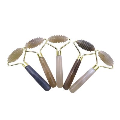 Martillo de masaje Agata gris rodillo de jade con puntas para masaje facial natural antienvejecimiento terapia de bolsas de ojos herramientas de masaje antienvejecimiento
