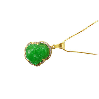 El tema del budismo grabado tipo de tallado de la suerte de la risa de Buda colgante cadena de collares amuletos joyas para hombres mujeres niños