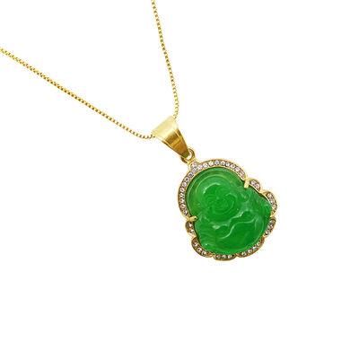 El tema del budismo grabado tipo de tallado de la suerte de la risa de Buda colgante cadena de collares amuletos joyas para hombres mujeres niños