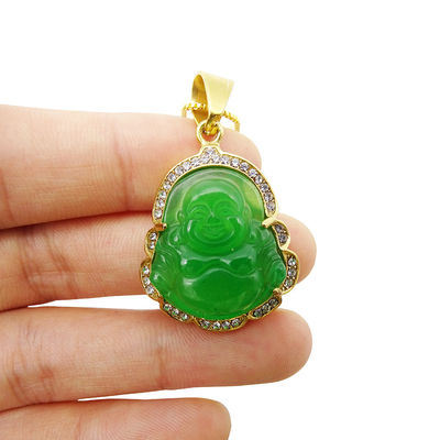 El tema del budismo grabado tipo de tallado de la suerte de la risa de Buda colgante cadena de collares amuletos joyas para hombres mujeres niños
