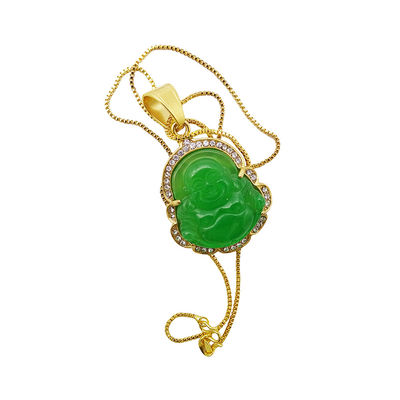 El tema del budismo grabado tipo de tallado de la suerte de la risa de Buda colgante cadena de collares amuletos joyas para hombres mujeres niños