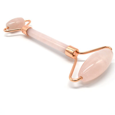 Logotipo personalizado Disponibled Roller de jade de oro rosa para el cuidado de la piel del rostro 100% natural doble cabeza de rosa de cuarzo Roller facial para adelgazar el rostro