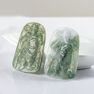 2024 Jadeita Guan Yin colgante de misericordia budismo tropas valientes collar de moda joyas para dama grabado tipo de tallado