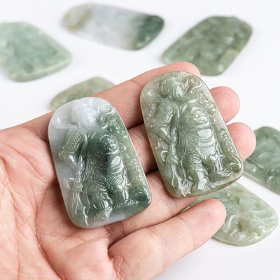 2024 Jadeita Guan Yin colgante de misericordia budismo tropas valientes collar de moda joyas para dama grabado tipo de tallado