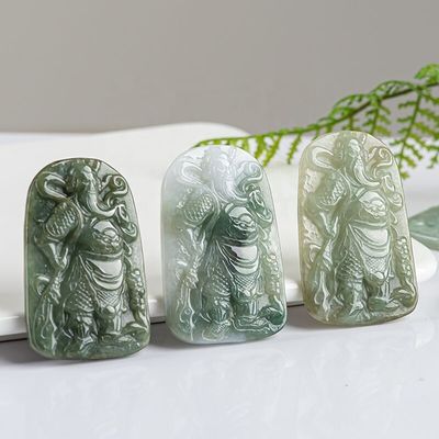 2024 Jadeita Guan Yin colgante de misericordia budismo tropas valientes collar de moda joyas para dama grabado tipo de tallado