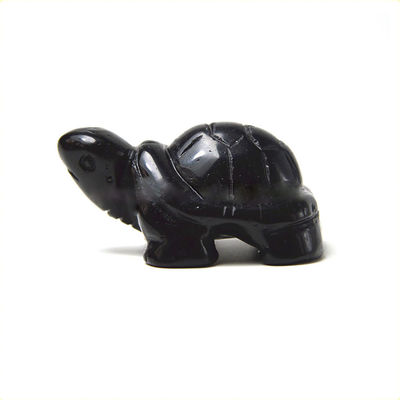 Piedra preciosa Obsidiana Negra Tortuga de piedra tallada Animales para el amor Decoraciones temáticas