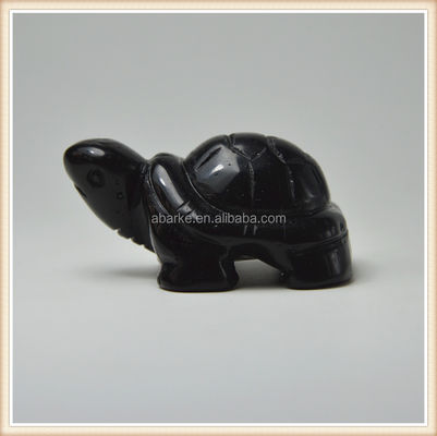 Piedra preciosa Obsidiana Negra Tortuga de piedra tallada Animales para el amor Decoraciones temáticas