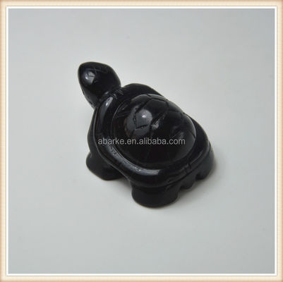 Piedra preciosa Obsidiana Negra Tortuga de piedra tallada Animales para el amor Decoraciones temáticas
