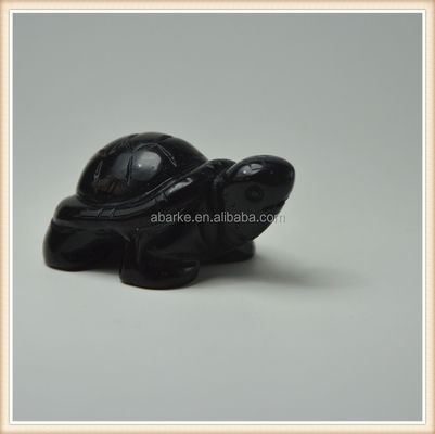 Piedra preciosa Obsidiana Negra Tortuga de piedra tallada Animales para el amor Decoraciones temáticas