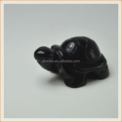 Piedra preciosa Obsidiana Negra Tortuga de piedra tallada Animales para el amor Decoraciones temáticas