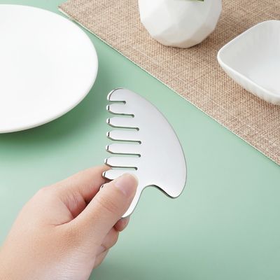 Acero inoxidable Gua Sha Piedra masajeador de cabeza para herramientas de masaje corporal y salón de belleza de salud del cabello