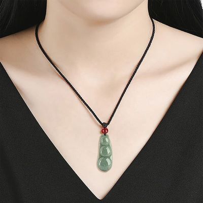Característica regional colgante de jade verde natural para mujeres Cuatro estaciones de frijoles traen suerte Prosperidad y amor