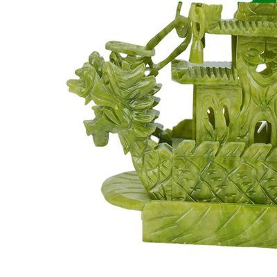 Artesanía de 28 cm decoración china de buena suerte de piedra de jade embarcaciones de dragón artesanales para adornos / regalos