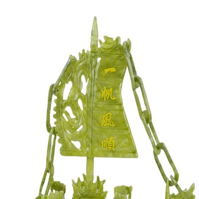 Artesanía de 28 cm decoración china de buena suerte de piedra de jade embarcaciones de dragón artesanales para adornos / regalos