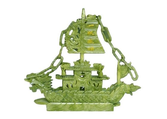 Artesanía de 28 cm decoración china de buena suerte de piedra de jade embarcaciones de dragón artesanales para adornos / regalos
