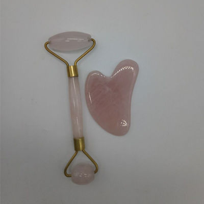 Roller facial anti-envejecimiento y Guasha Set Real 100% de Jade Roller para masajeador de cara reduce las arrugas Rosa de cuarzo masajeador corporal