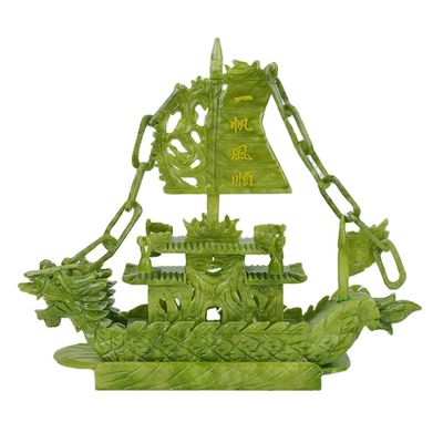Características regionales Barco de Fengshui China Jade Esculpido Barco de Dragón Artesanía Técnica Esculpida