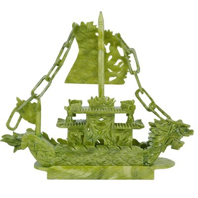 Características regionales Barco de Fengshui China Jade Esculpido Barco de Dragón Artesanía Técnica Esculpida