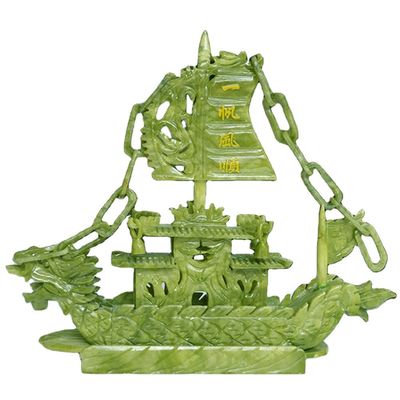 Características regionales Barco de Fengshui China Jade Esculpido Barco de Dragón Artesanía Técnica Esculpida
