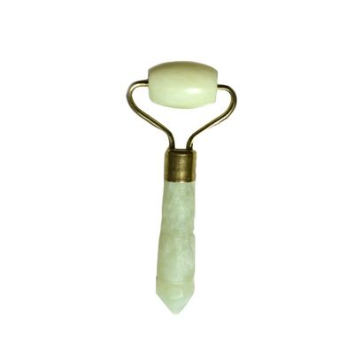 Rollo facial de piedra de jade de plata mini para ojos y cara masaje antienvejecimiento natural rollo de jade verde masajeador facial 110 * 55mm