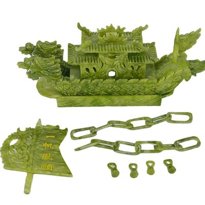 Características regionales Barco de Fengshui China Jade Esculpido Barco de Dragón Artesanía Técnica Esculpida