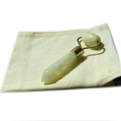 Rollo facial de piedra de jade de plata mini para ojos y cara masaje antienvejecimiento natural rollo de jade verde masajeador facial 110 * 55mm