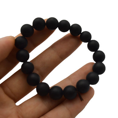 Arte coleccionable Natural 10 mm Bian Negro Piedra de cuentas Pulseras para hombres y mujeres