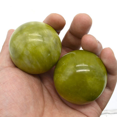 abk-116 Bolas de masaje de manos de Jade natural Herramientas de masaje de piedra de la mano Ejercicio de la bola de terapia de ejercicio agarre