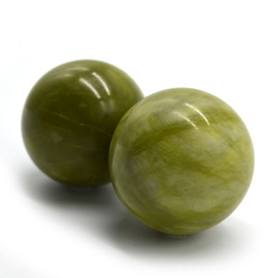 abk-116 Bolas de masaje de manos de Jade natural Herramientas de masaje de piedra de la mano Ejercicio de la bola de terapia de ejercicio agarre