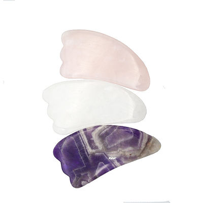9.5*5.5cm Piedra natural Gua Sha Herramienta Rosa Cuarzo / Ametista / Jade Blanco Herramienta de masaje para masaje corporal