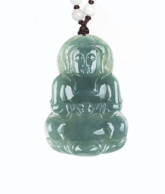Jade natural Guanyin colgante verde esmeralda jadeita encantamientos collar amuleto para mujeres joyas masculinas elegantes y elegantes