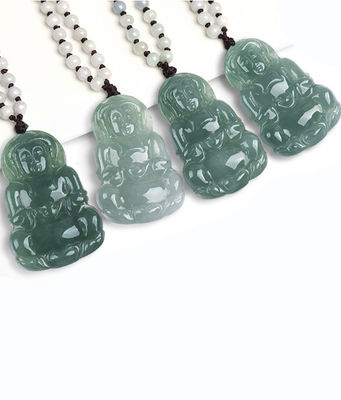 Jade natural Guanyin colgante verde esmeralda jadeita encantamientos collar amuleto para mujeres joyas masculinas elegantes y elegantes